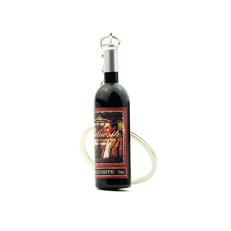 Wholesale Resin Imitation Red Wine Bottle Beverage Bottle Keychain